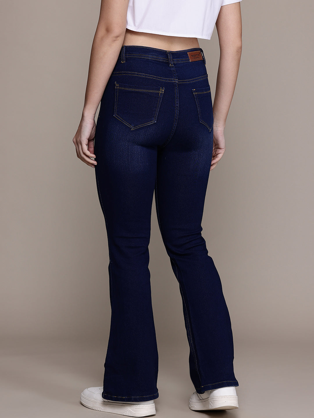 Bell bottom jeans knitted fabric