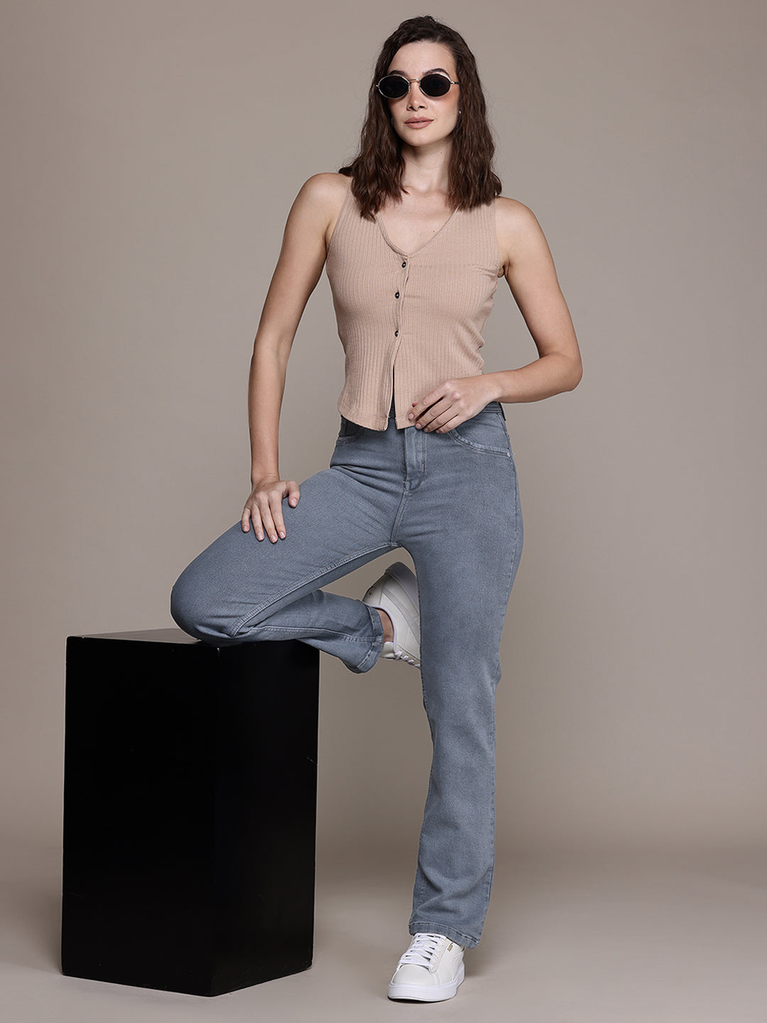 Stretchable Straight Fit Jeans Knitted Fabric