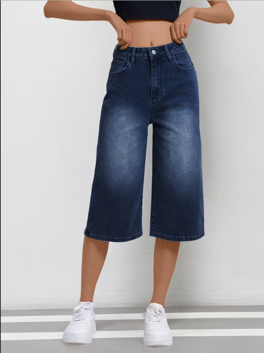 Denim Stretchable Baggy Fit Capris