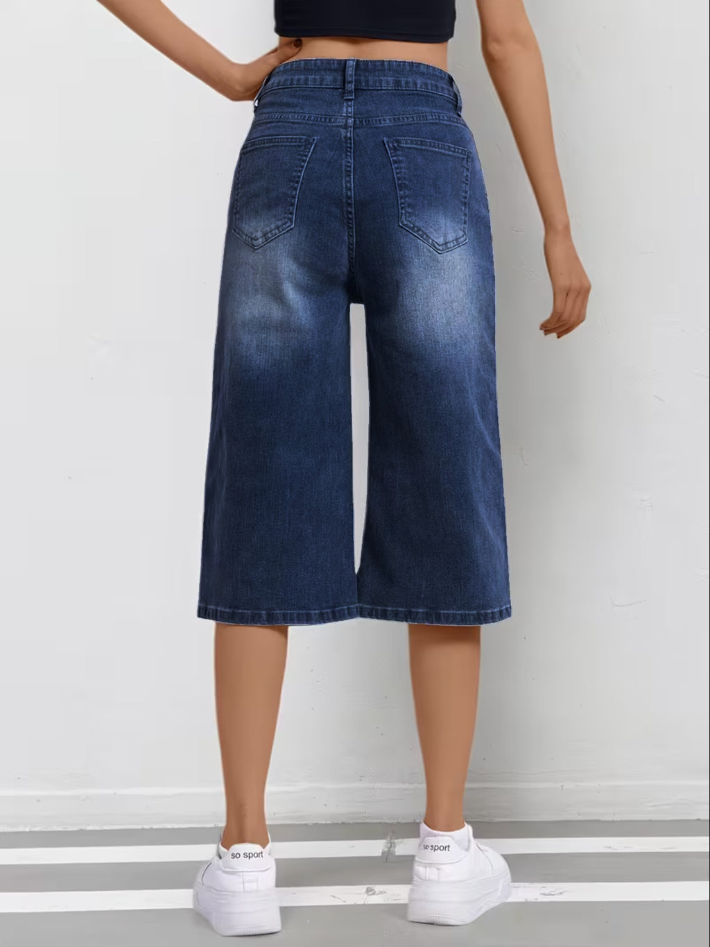 Denim Stretchable Baggy Fit Capris