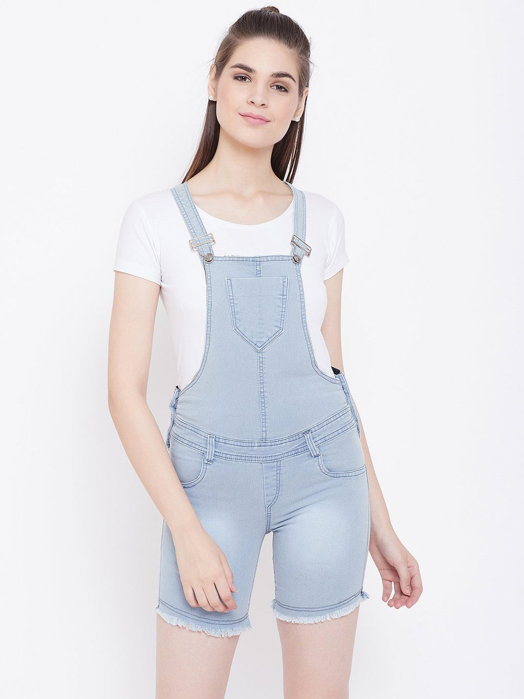 Stretchable Grey Shorts Dungarees - NiftyJeans