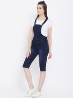 Load image into Gallery viewer, Stretchable Blue Capri Dungarees - NiftyJeans

