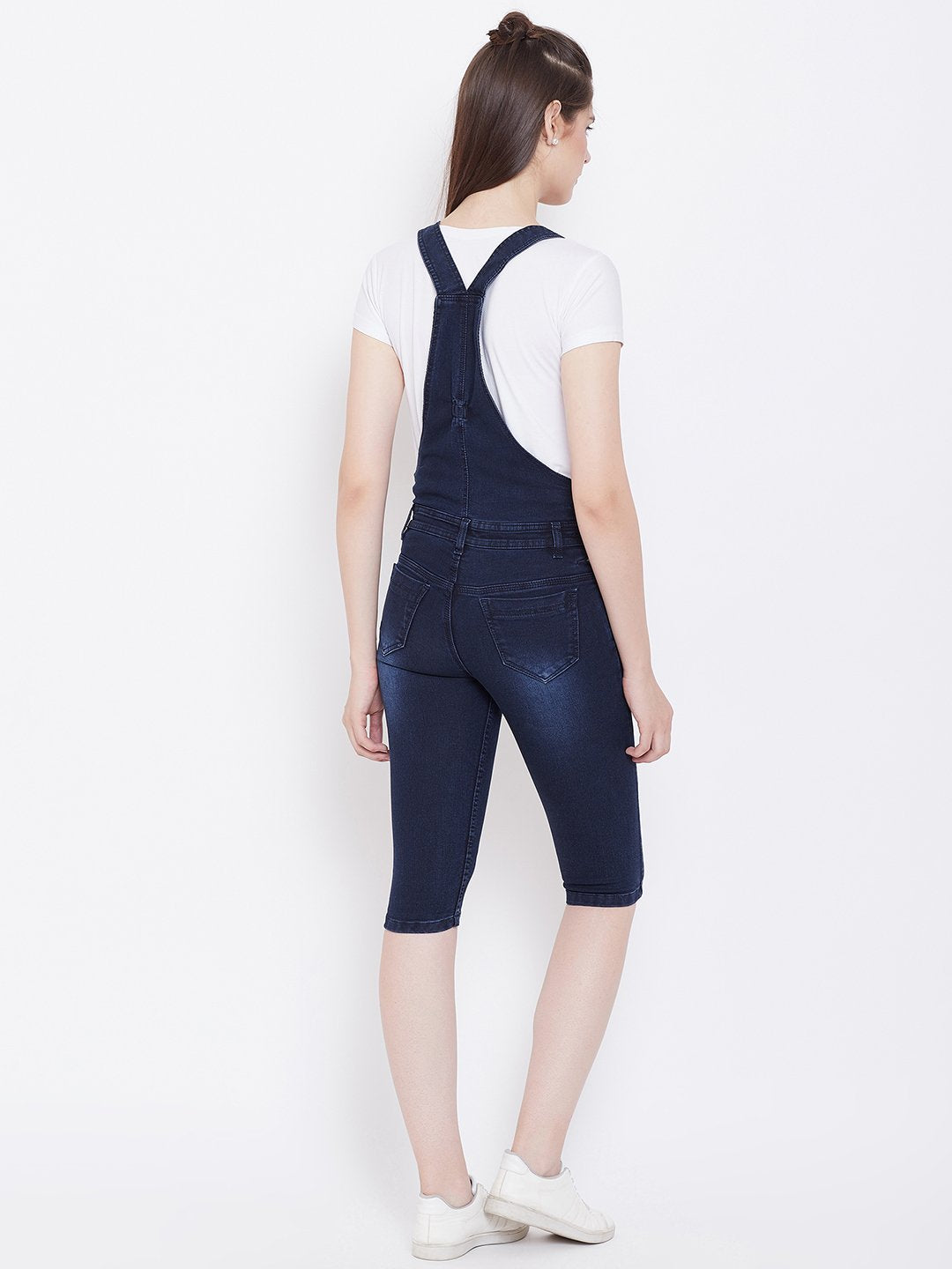 Stretchable Blue Capri Dungarees - NiftyJeans