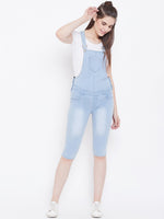 Load image into Gallery viewer, Stretchable Sky Blue Capri Dungarees - NiftyJeans
