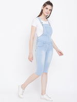 Load image into Gallery viewer, Stretchable Sky Blue Capri Dungarees - NiftyJeans
