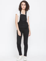 Load image into Gallery viewer, Slim Fit Stretchable Black Dungarees - NiftyJeans
