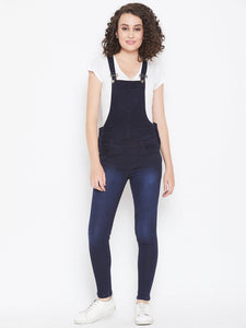 Slim Fit Stretchable Blue Dungarees - NiftyJeans