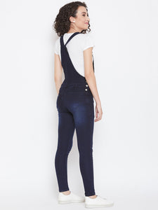 Slim Fit Stretchable Blue Dungarees - NiftyJeans