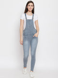 Slim Fit Stretchable Grey Dungarees - NiftyJeans