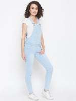 Load image into Gallery viewer, Slim Fit Stretchable Sky Blue Dungarees - NiftyJeans
