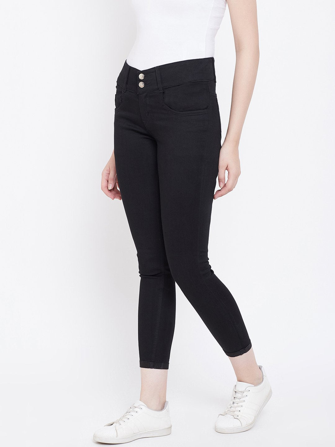 Mid Rise Ankle Length Black Jeans - NiftyJeans