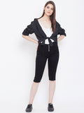High Waist 5 Button Black Capris - NiftyJeans