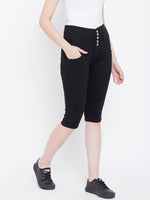 Load image into Gallery viewer, High Waist 5 Button Black Capris - NiftyJeans
