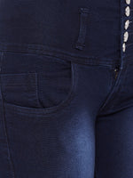 Load image into Gallery viewer, High Waist 5 Button Blue Capris - NiftyJeans
