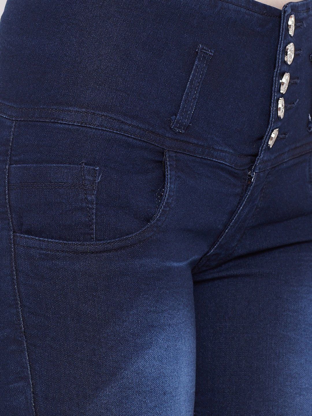 High Waist 5 Button Blue Shorts - NiftyJeans