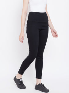 High Waist Stretchable Black Jeggings - NiftyJeans