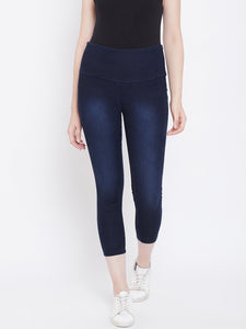 High Waist Stretchable Blue Jeggings - NiftyJeans