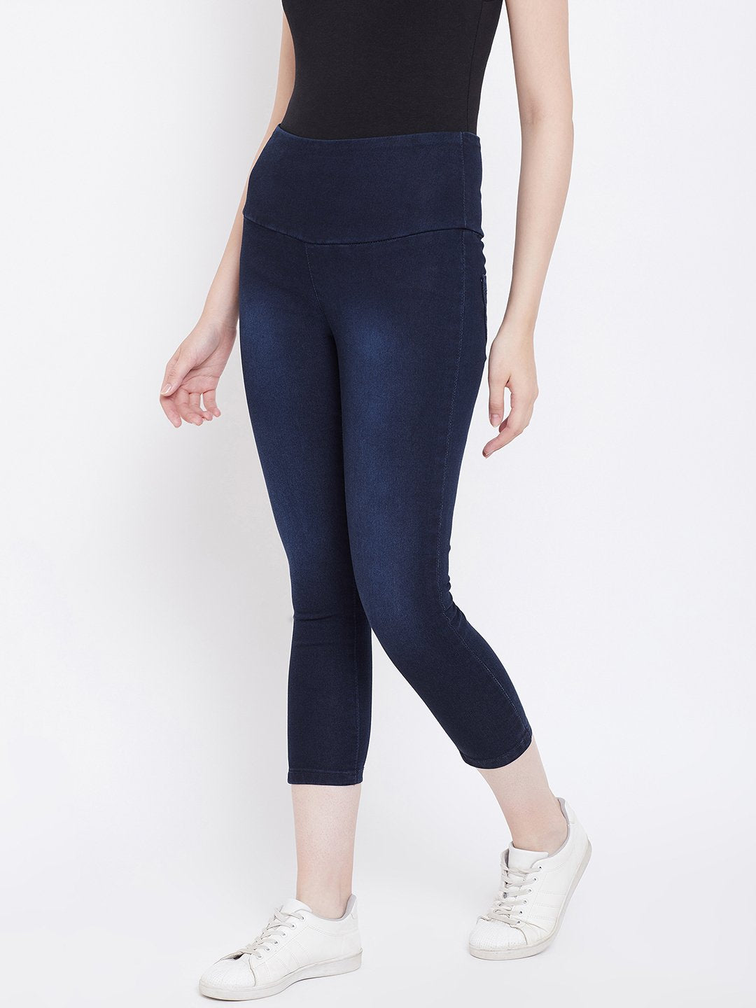 High Waist Stretchable Blue Jeggings - NiftyJeans