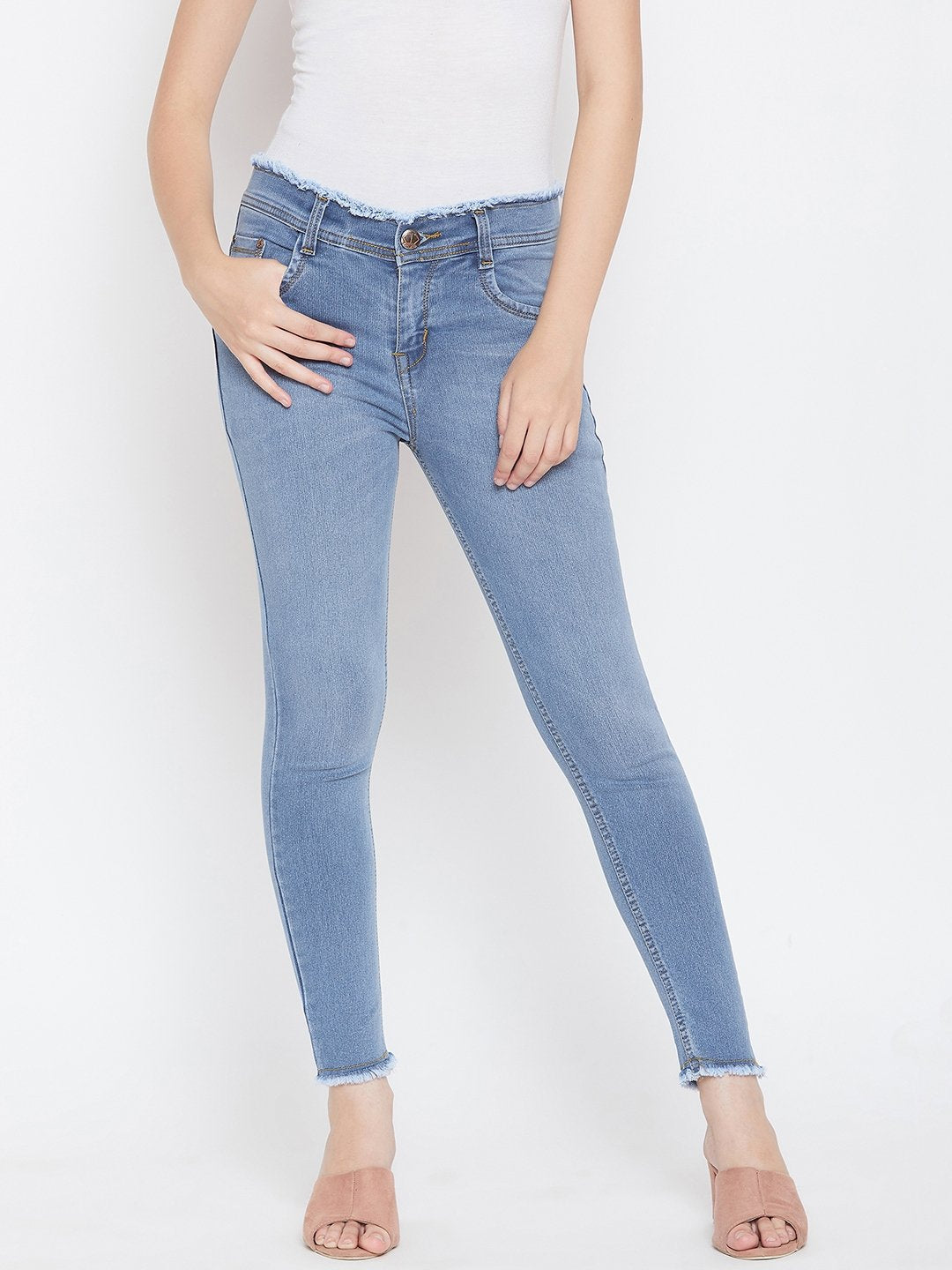 Stretchable with frayed hems Bata Blue Jeans - NiftyJeans