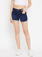 Load image into Gallery viewer, Stretchable with Whiskers Basic Blue Shorts - NiftyJeans
