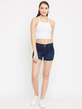 Stretchable with Whiskers Basic Blue Shorts - NiftyJeans