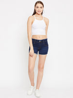 Load image into Gallery viewer, Stretchable with Whiskers Basic Blue Shorts - NiftyJeans
