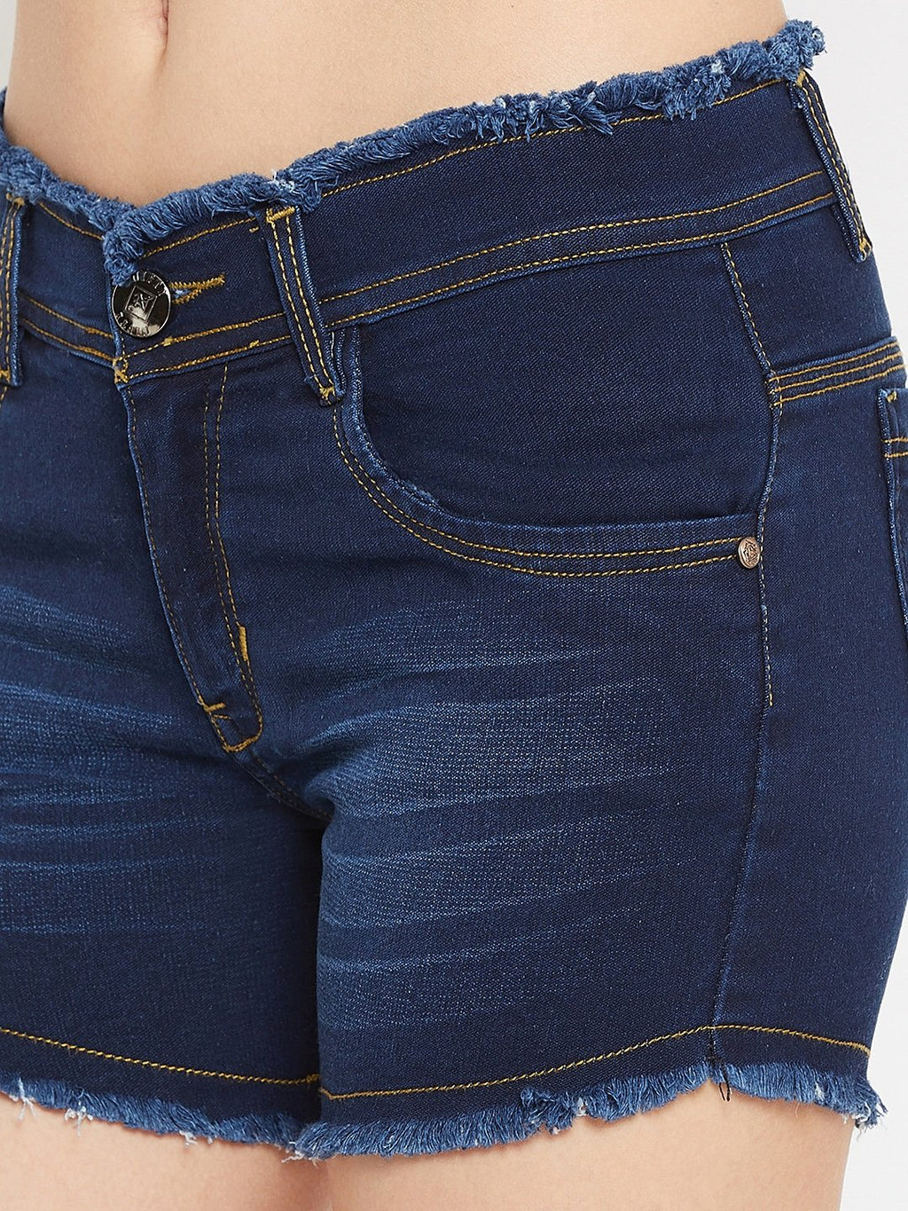 Stretchable with whiskers Basic Blue Shorts - NiftyJeans