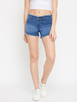Load image into Gallery viewer, Stretchable with whiskers Bata Blue Shorts - NiftyJeans
