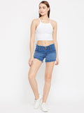 Stretchable with whiskers Bata Blue Shorts - NiftyJeans