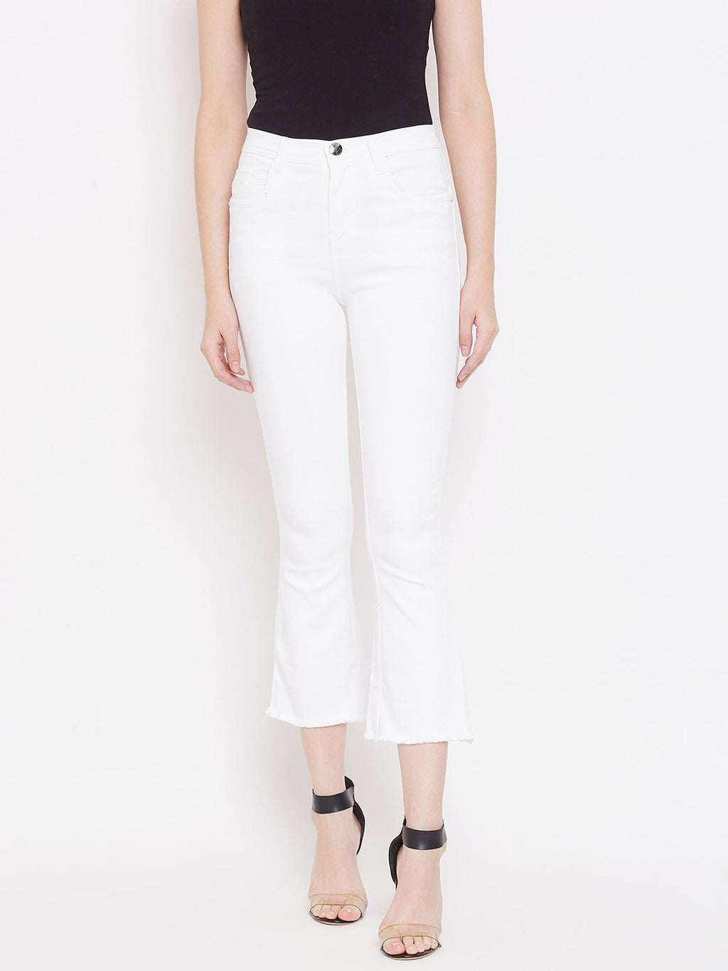 High Waist Boot Cut White Jeans - NiftyJeans