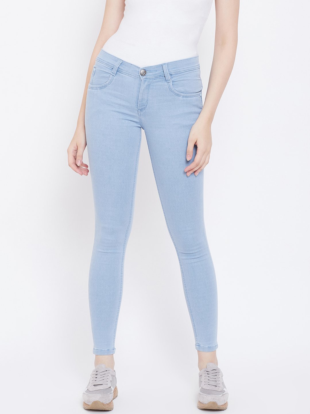 Slim Fit Stretchable Sky Blue Jeans - NiftyJeans