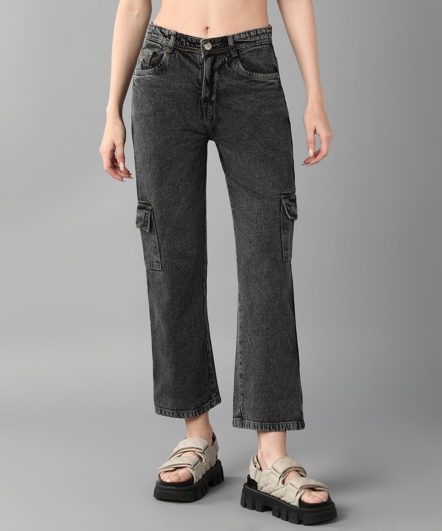 Relaxed Fit Cargo Grey Jeans - NiftyJeans