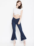 High Waist Flared Basic Blue Jeans - NiftyJeans