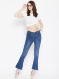 High Waist Boot Cut Bata Blue Jeans - NiftyJeans
