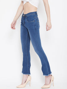High Waist Boot Cut Bata Blue Jeans - NiftyJeans
