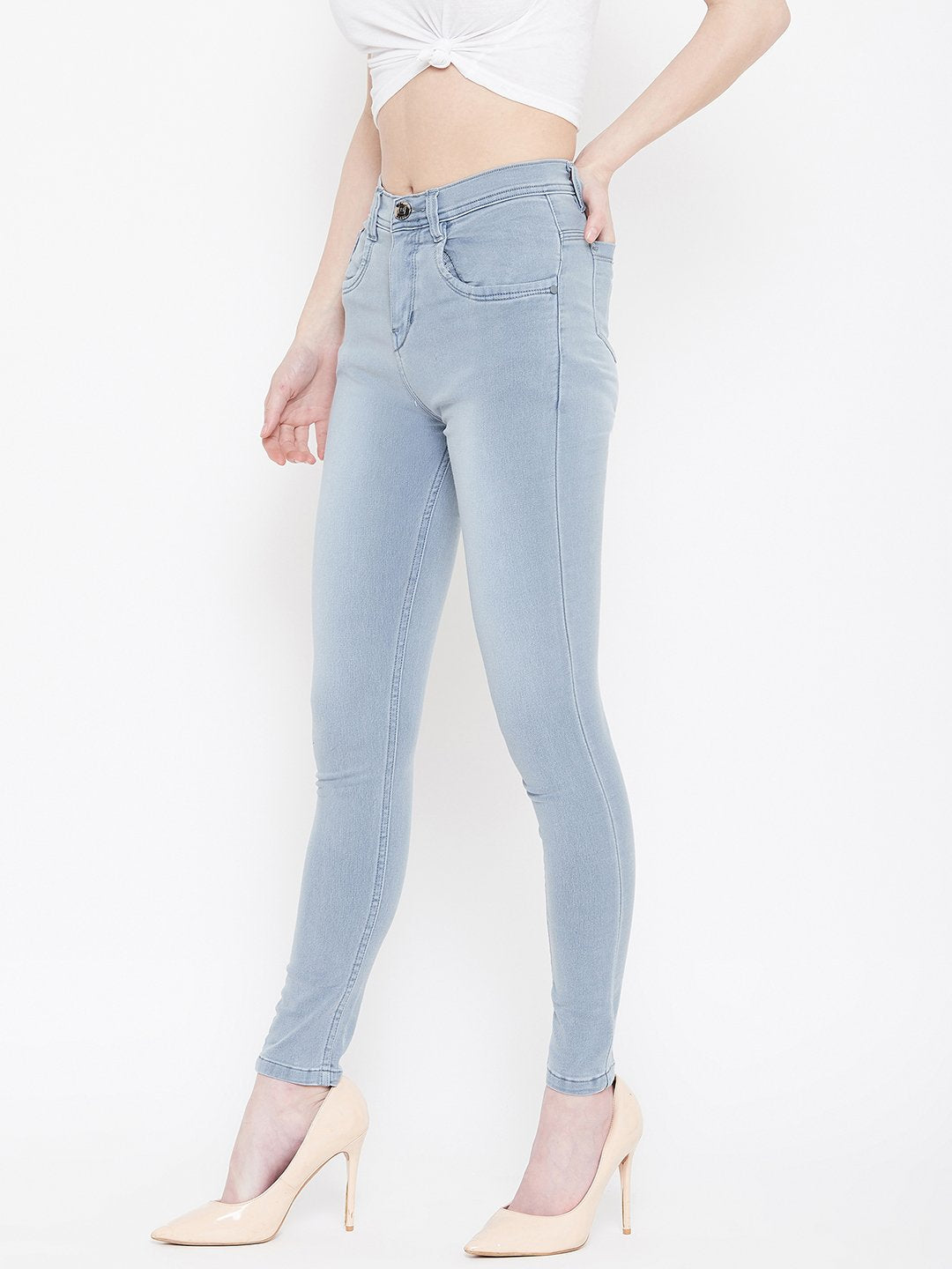 High Waist Stretchable Grey Jeans - NiftyJeans