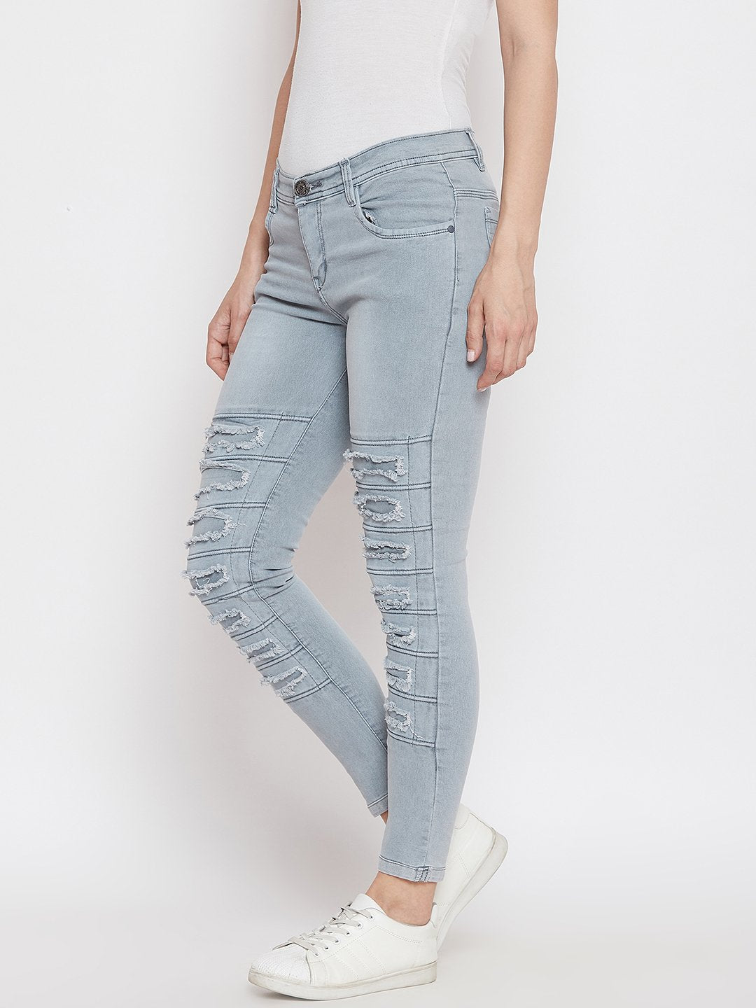 Distressed Stretchable Grey Jeans - NiftyJeans