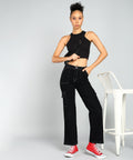 Straight Fit Stretchable Cargo Black Jeans - NiftyJeans