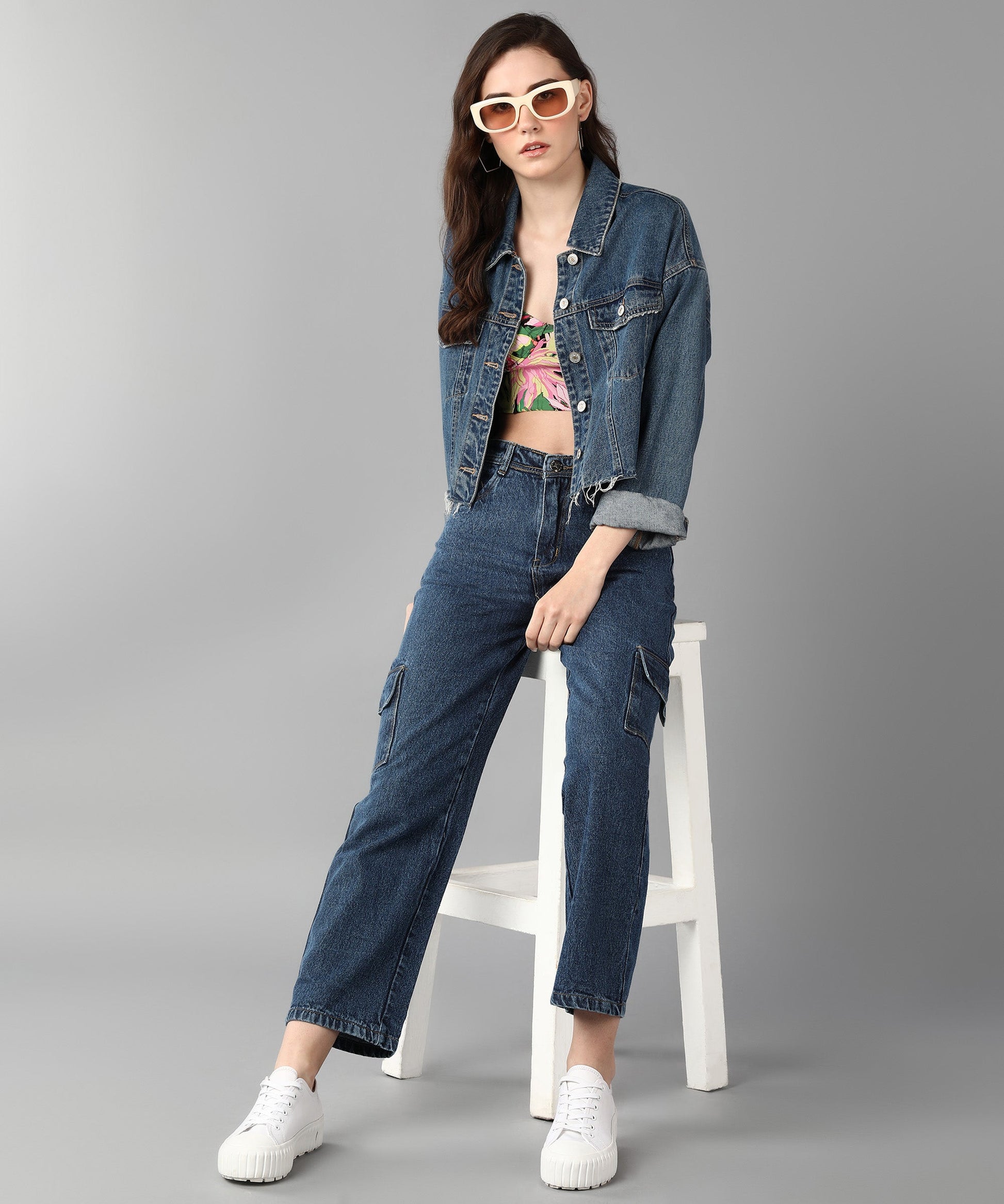 Relaxed Fit Cargo Blue Jeans - NiftyJeans