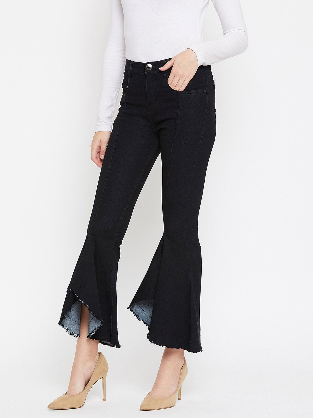 High Waist Flared Black Jeans - NiftyJeans
