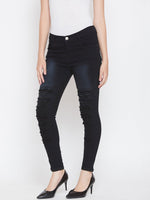 Load image into Gallery viewer, Distressed Stretchable Black Jeans - NiftyJeans
