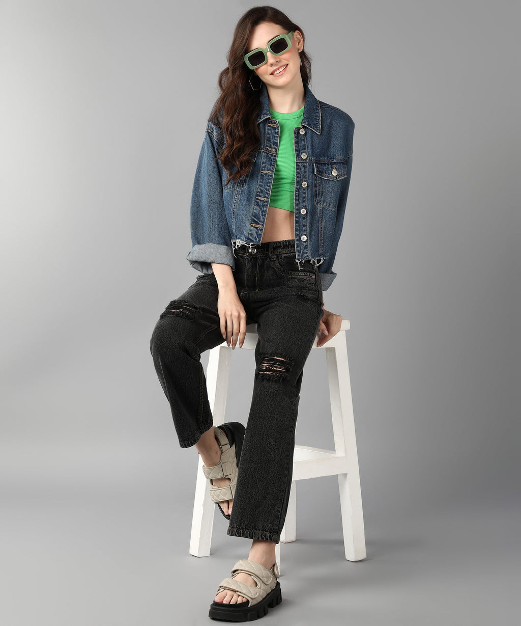 Relaxed Fit Distressed Grey Jeans - NiftyJeans