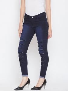 Distressed Stretchable Blue Jeans - NiftyJeans