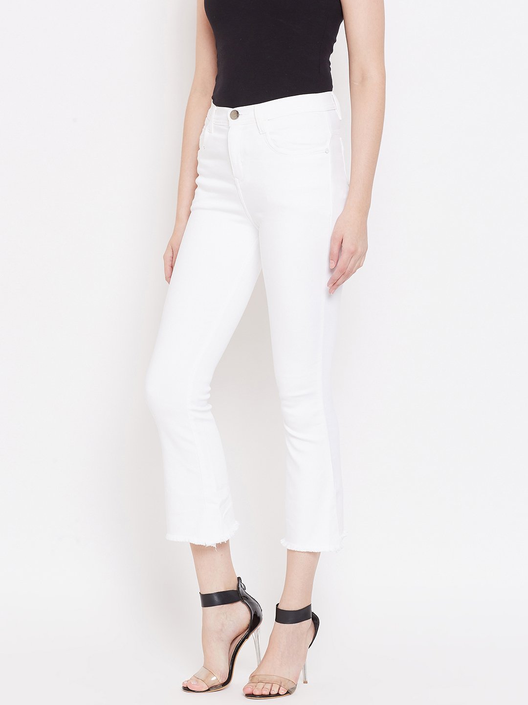 High Waist Boot Cut White Jeans - NiftyJeans