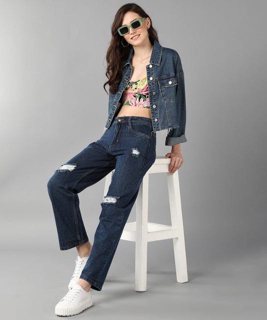 Relaxed Fit Distressed Blue Jeans - NiftyJeans