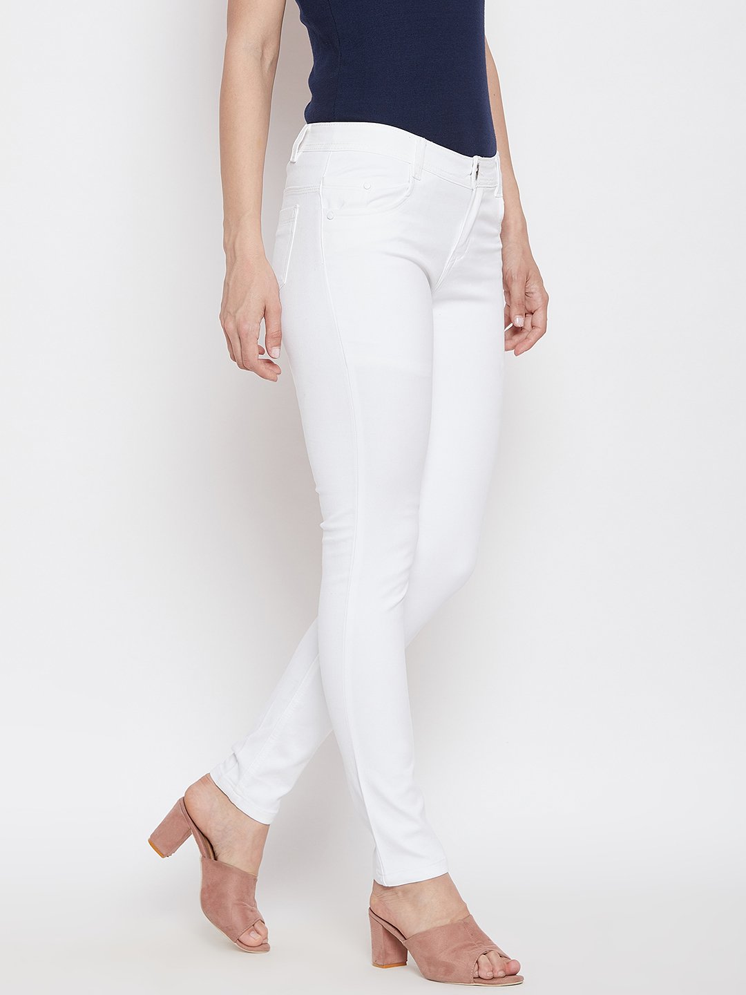 Slim Fit Stretchable White Jeans - NiftyJeans