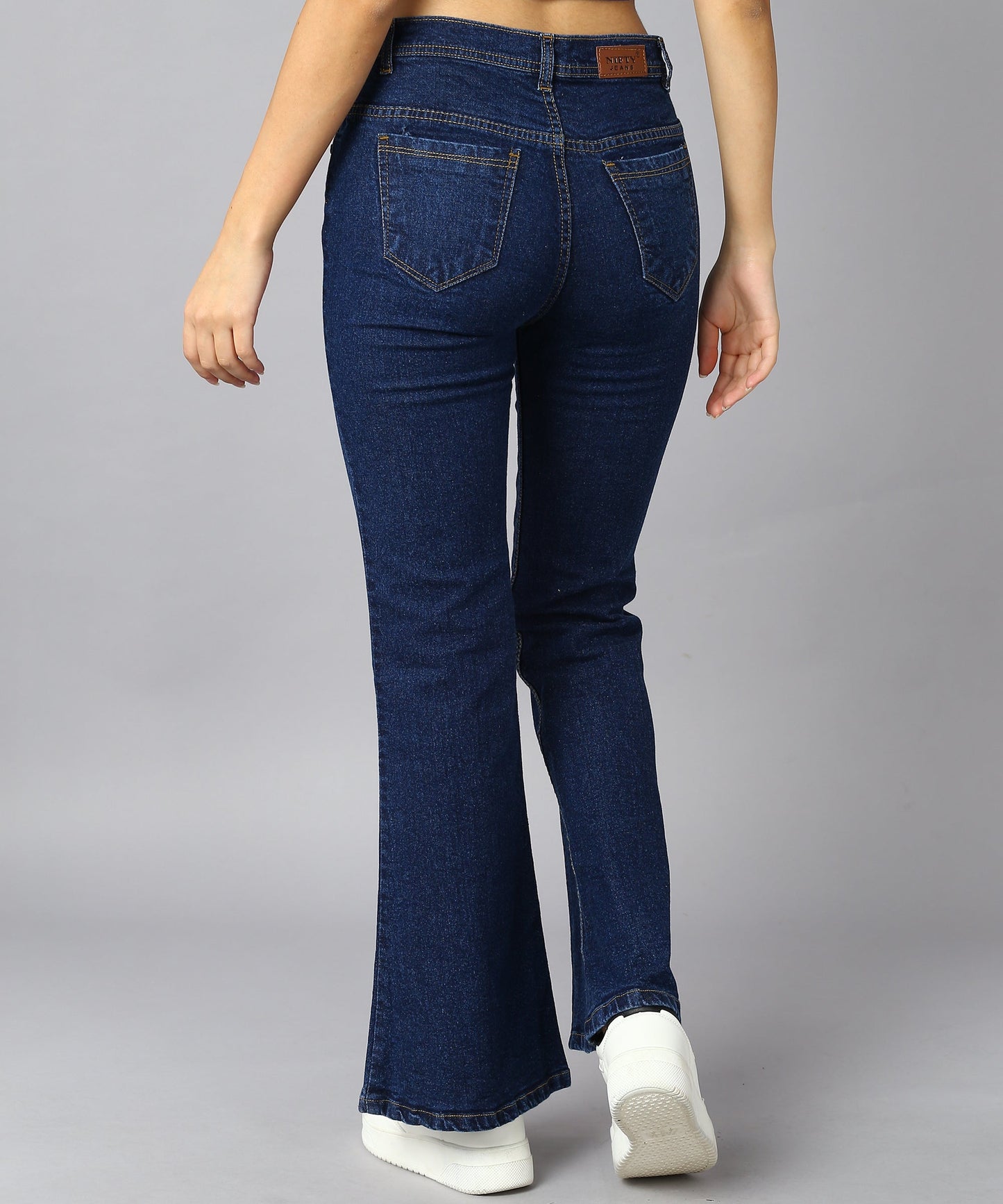 High Waist Bell Bottom Blue Jeans - NiftyJeans