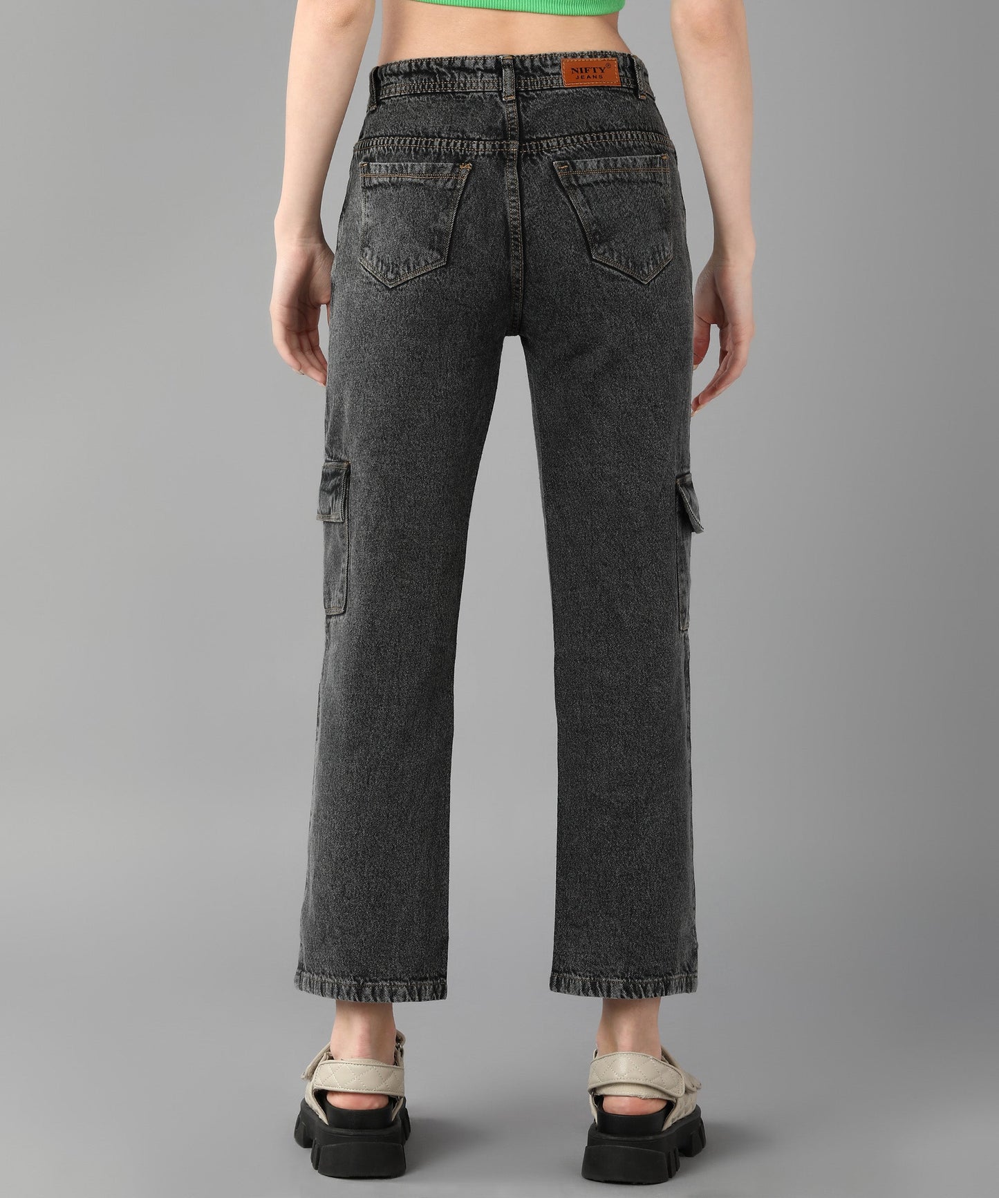 Relaxed Fit Cargo Grey Jeans - NiftyJeans