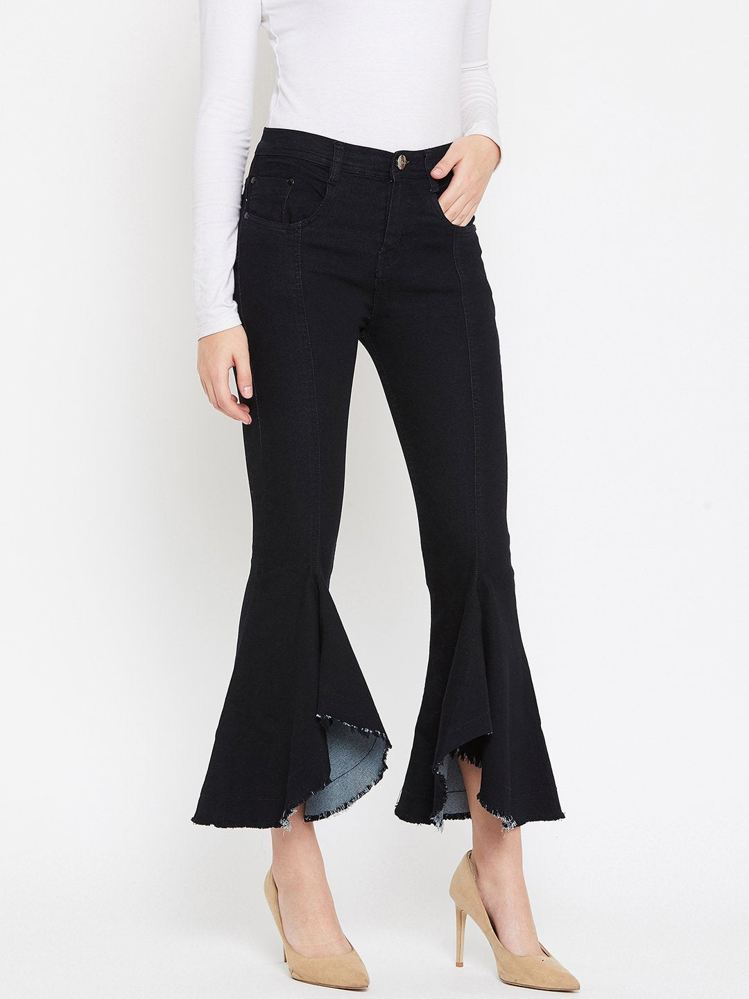 High Waist Flared Black Jeans - NiftyJeans