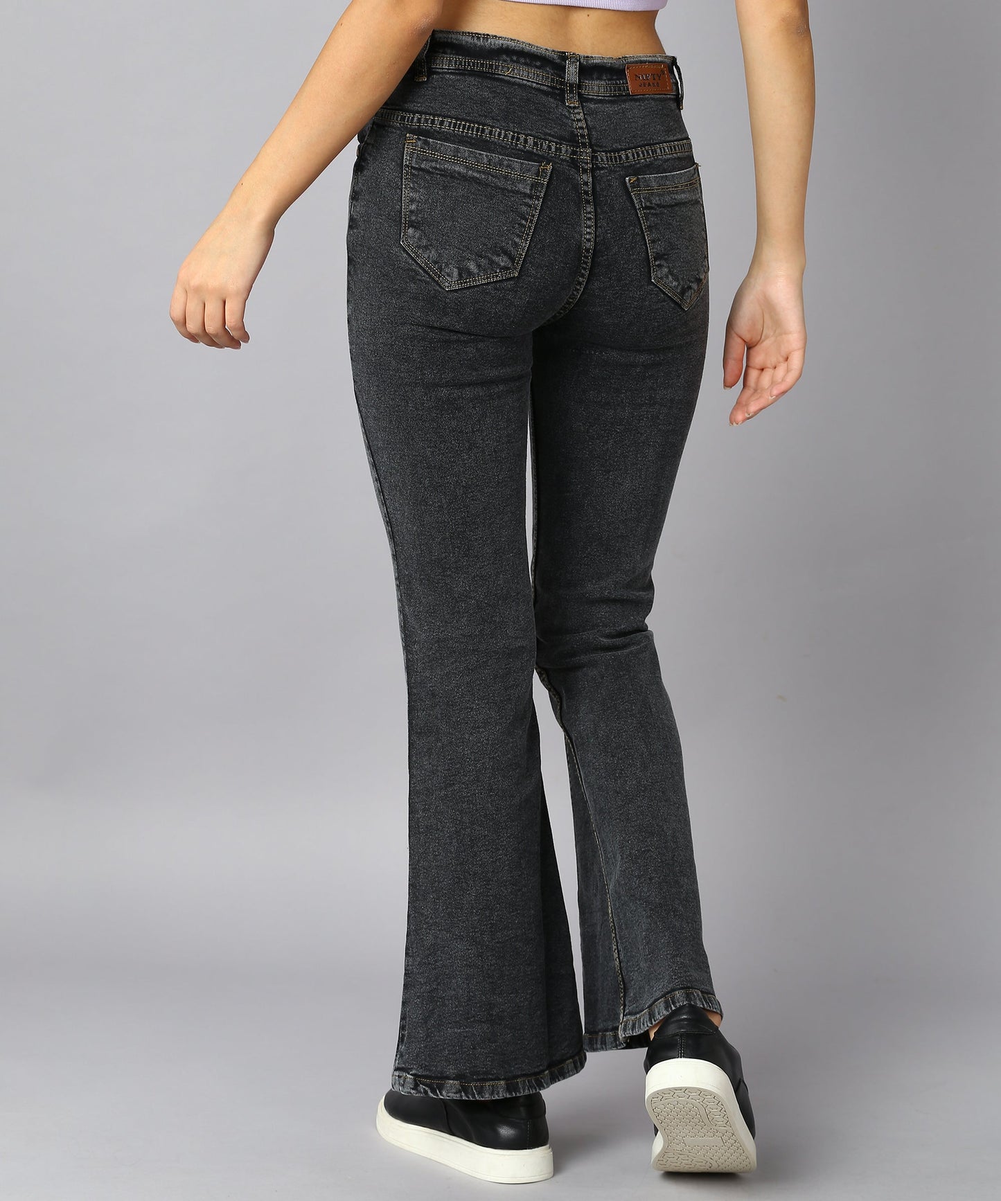 High Waist Bell Bottom Black Jeans - NiftyJeans